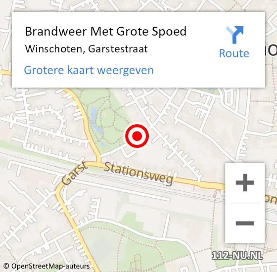 Locatie op kaart van de 112 melding: Brandweer Met Grote Spoed Naar Winschoten, Garstestraat op 12 juni 2015 13:27