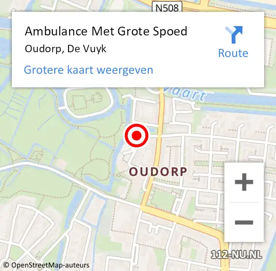 Locatie op kaart van de 112 melding: Ambulance Met Grote Spoed Naar Oudorp, De Vuyk op 12 juni 2015 13:37