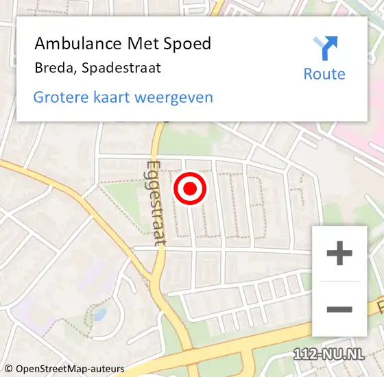 Locatie op kaart van de 112 melding: Ambulance Met Spoed Naar Breda, Spadestraat op 12 juni 2015 13:49