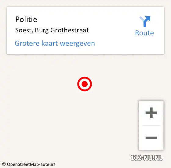 Locatie op kaart van de 112 melding: Politie Soest, Burg Grothestraat op 12 juni 2015 13:52