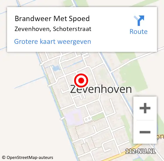 Locatie op kaart van de 112 melding: Brandweer Met Spoed Naar Zevenhoven, Schoterstraat op 12 juni 2015 13:53