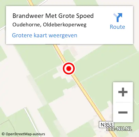 Locatie op kaart van de 112 melding: Brandweer Met Grote Spoed Naar Oudehorne, Oldeberkoperweg op 10 november 2013 18:57