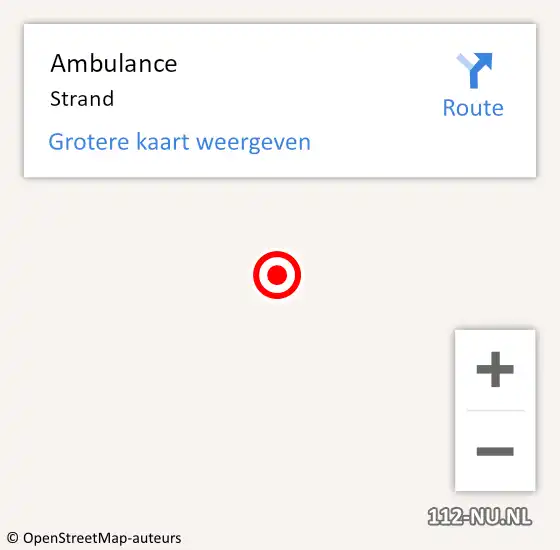 Locatie op kaart van de 112 melding: Ambulance Strand op 12 juni 2015 14:52