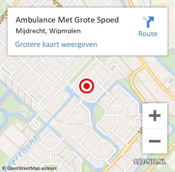 Locatie op kaart van de 112 melding: Ambulance Met Grote Spoed Naar Mijdrecht, Wipmolen op 12 juni 2015 15:21