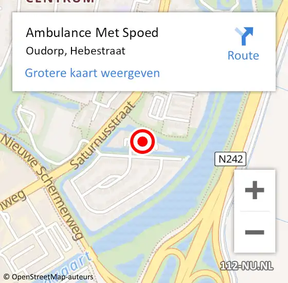 Locatie op kaart van de 112 melding: Ambulance Met Spoed Naar Oudorp, Hebestraat op 12 juni 2015 15:44