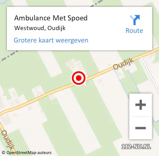 Locatie op kaart van de 112 melding: Ambulance Met Spoed Naar Westwoud, Oudijk op 12 juni 2015 15:48