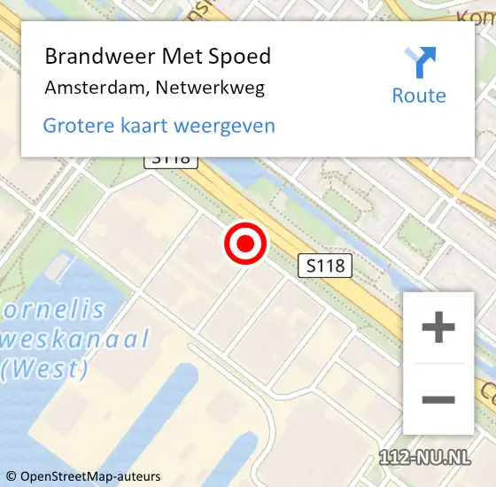Locatie op kaart van de 112 melding: Brandweer Met Spoed Naar Amsterdam, Netwerkweg op 12 juni 2015 16:00