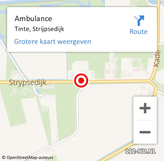 Locatie op kaart van de 112 melding: Ambulance Tinte, Strijpsedijk op 12 juni 2015 16:09