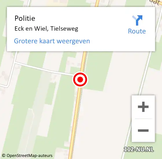 Locatie op kaart van de 112 melding: Politie Eck en Wiel, Tielseweg op 12 juni 2015 17:34
