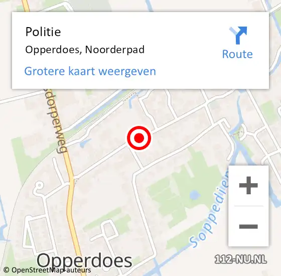 Locatie op kaart van de 112 melding: Politie Opperdoes, Noorderpad op 12 juni 2015 17:44
