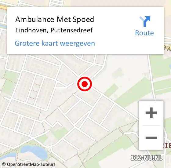 Locatie op kaart van de 112 melding: Ambulance Met Spoed Naar Eindhoven, Puttensedreef op 12 juni 2015 17:47