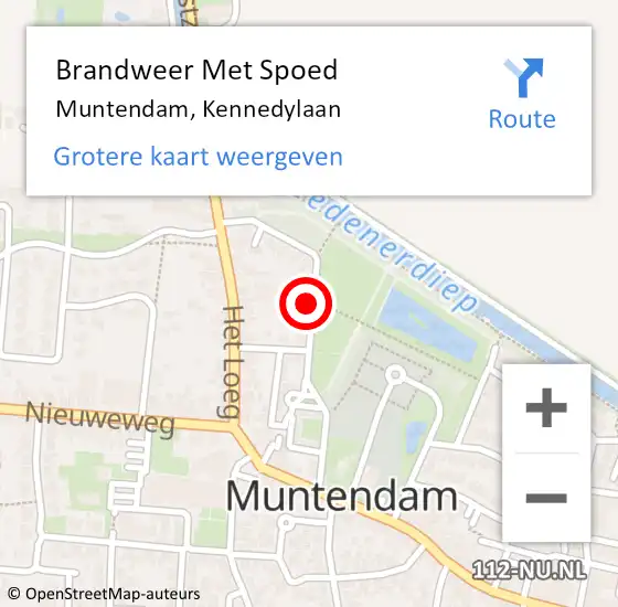 Locatie op kaart van de 112 melding: Brandweer Met Spoed Naar Muntendam, Kennedylaan op 12 juni 2015 18:01