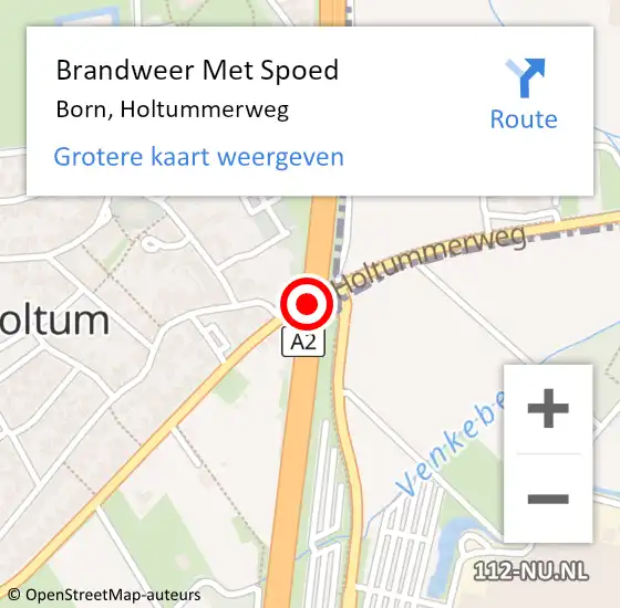 Locatie op kaart van de 112 melding: Brandweer Met Spoed Naar Born, Holtummerweg op 12 juni 2015 18:14