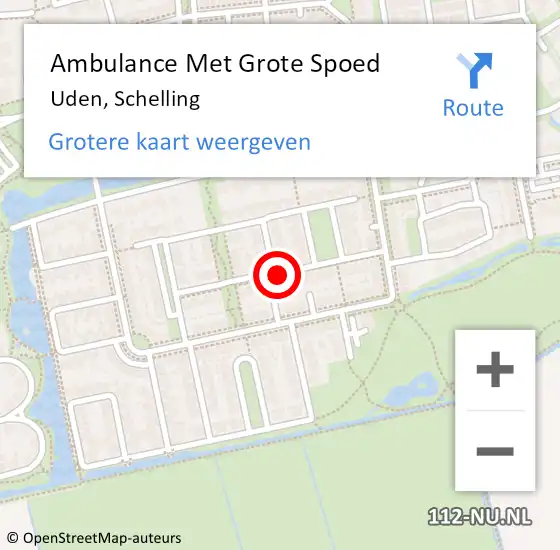 Locatie op kaart van de 112 melding: Ambulance Met Grote Spoed Naar Uden, Schelling op 12 juni 2015 18:20