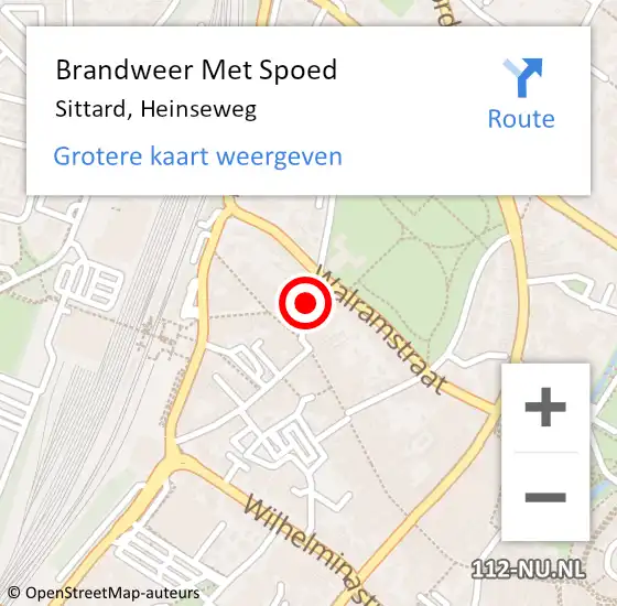 Locatie op kaart van de 112 melding: Brandweer Met Spoed Naar Sittard, Heinseweg op 12 juni 2015 18:39