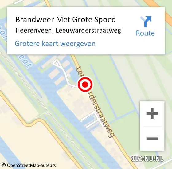 Locatie op kaart van de 112 melding: Brandweer Met Grote Spoed Naar Heerenveen, Leeuwarderstraatweg op 12 juni 2015 18:44