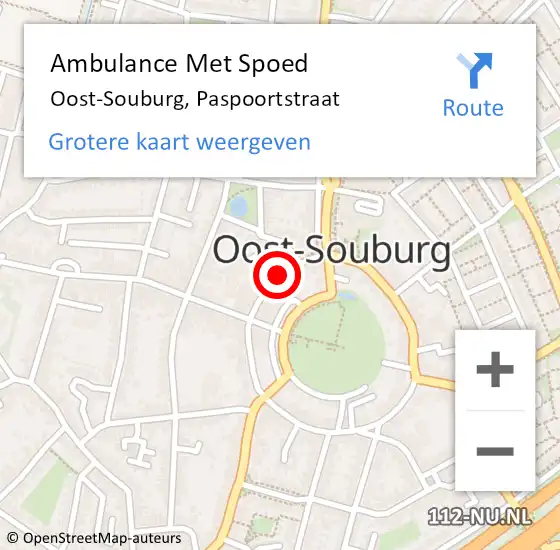 Locatie op kaart van de 112 melding: Ambulance Met Spoed Naar Oost-Souburg, Paspoortstraat op 12 juni 2015 19:03