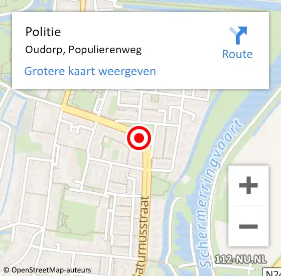 Locatie op kaart van de 112 melding: Politie Oudorp, Populierenweg op 12 juni 2015 19:06