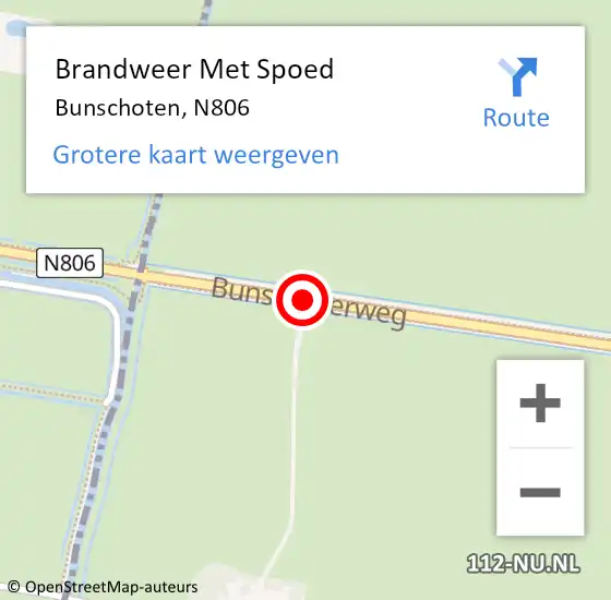 Locatie op kaart van de 112 melding: Brandweer Met Spoed Naar Bunschoten, N806 op 12 juni 2015 19:27