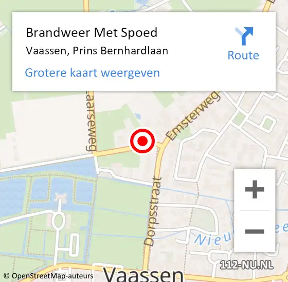 Locatie op kaart van de 112 melding: Brandweer Met Spoed Naar Vaassen, Prins Bernhardlaan op 12 juni 2015 19:35