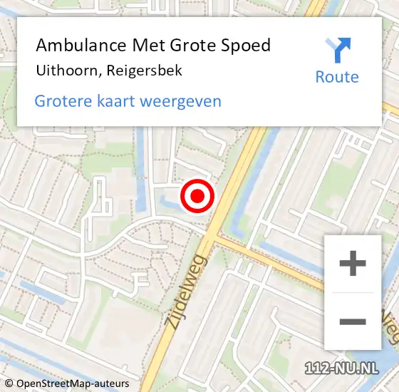 Locatie op kaart van de 112 melding: Ambulance Met Grote Spoed Naar Uithoorn, Reigersbek op 12 juni 2015 20:10