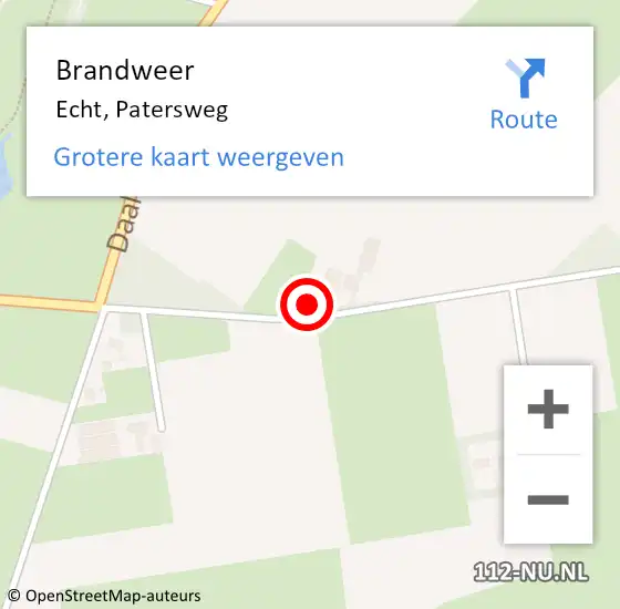 Locatie op kaart van de 112 melding: Brandweer Echt, Patersweg op 12 juni 2015 20:21