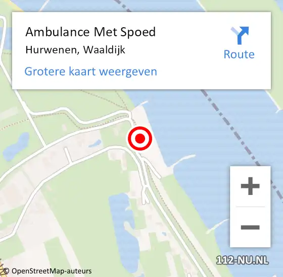 Locatie op kaart van de 112 melding: Ambulance Met Spoed Naar Hurwenen, Waaldijk op 12 juni 2015 21:18