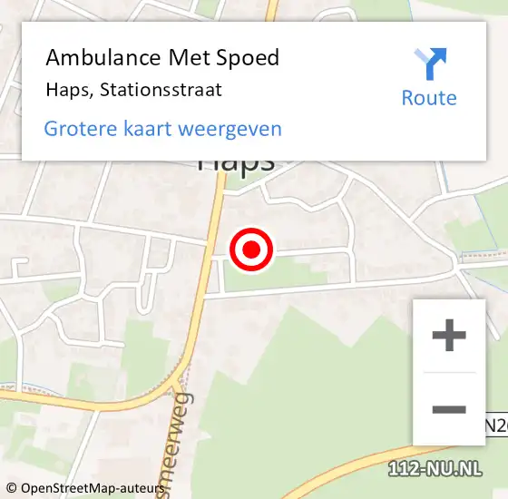 Locatie op kaart van de 112 melding: Ambulance Met Spoed Naar Haps, Stationsstraat op 12 juni 2015 21:25