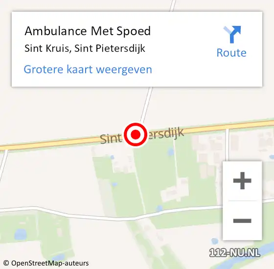 Locatie op kaart van de 112 melding: Ambulance Met Spoed Naar Sint Kruis, Sint Pietersdijk op 12 juni 2015 21:25