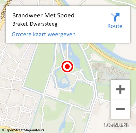 Locatie op kaart van de 112 melding: Brandweer Met Spoed Naar Brakel, Dwarssteeg op 12 juni 2015 22:52