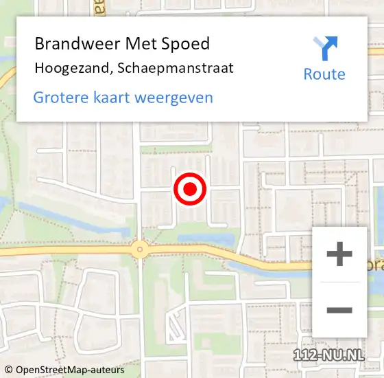 Locatie op kaart van de 112 melding: Brandweer Met Spoed Naar Hoogezand, Schaepmanstraat op 12 juni 2015 23:06