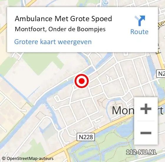 Locatie op kaart van de 112 melding: Ambulance Met Grote Spoed Naar Montfoort, Onder de Boompjes op 12 juni 2015 23:54