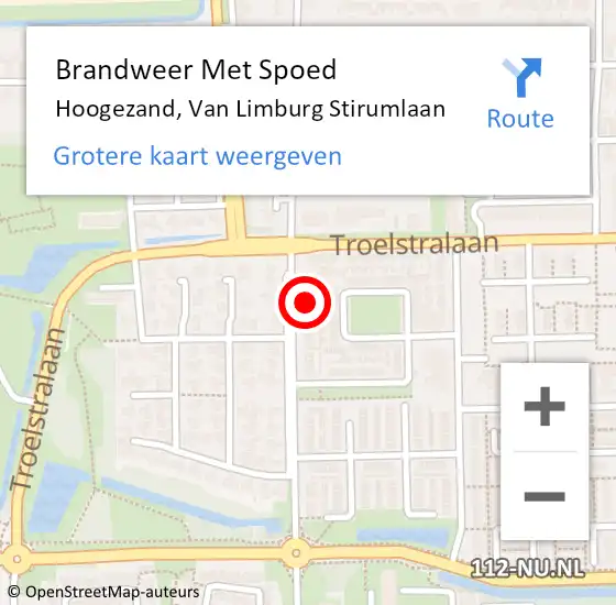 Locatie op kaart van de 112 melding: Brandweer Met Spoed Naar Hoogezand, Van Limburg Stirumlaan op 13 juni 2015 00:02