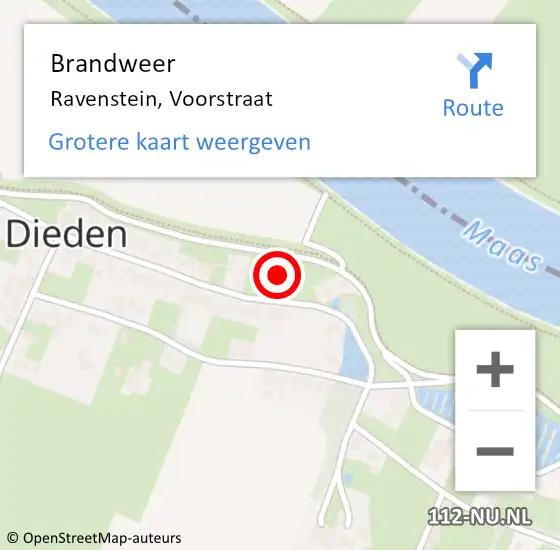 Locatie op kaart van de 112 melding: Brandweer Ravenstein, Voorstraat op 13 juni 2015 00:32