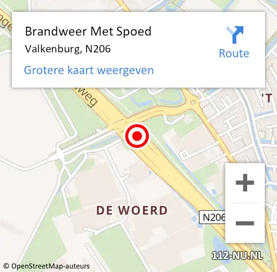 Locatie op kaart van de 112 melding: Brandweer Met Spoed Naar Valkenburg, N206 op 13 juni 2015 01:08