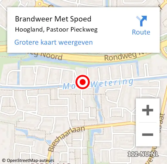 Locatie op kaart van de 112 melding: Brandweer Met Spoed Naar Hoogland, Pastoor Pieckweg op 13 juni 2015 03:18