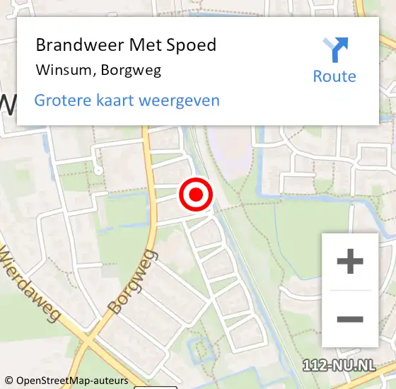 Locatie op kaart van de 112 melding: Brandweer Met Spoed Naar Winsum, Borgweg op 13 juni 2015 04:23