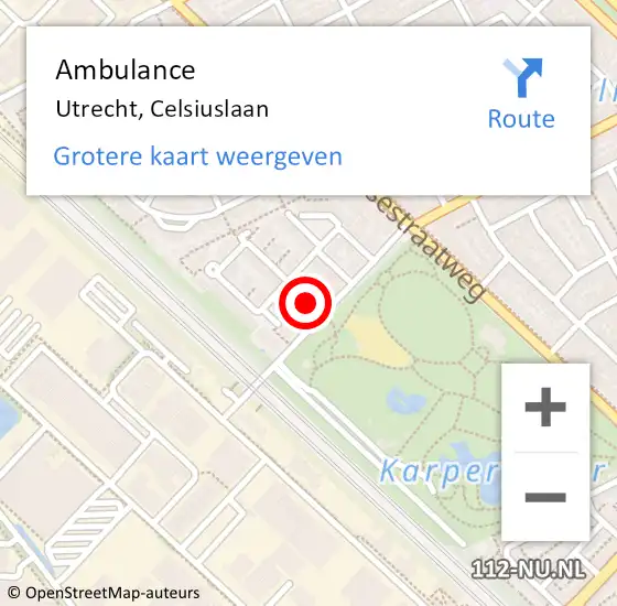 Locatie op kaart van de 112 melding: Ambulance Utrecht, Celsiuslaan op 13 juni 2015 05:26