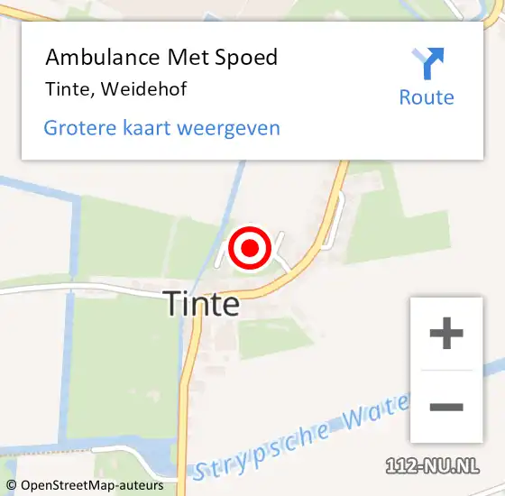 Locatie op kaart van de 112 melding: Ambulance Met Spoed Naar Tinte, Weidehof op 13 juni 2015 07:01