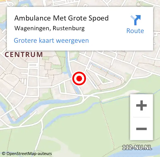 Locatie op kaart van de 112 melding: Ambulance Met Grote Spoed Naar Wageningen, Rustenburg op 13 juni 2015 08:32