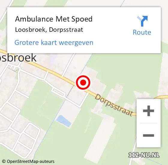 Locatie op kaart van de 112 melding: Ambulance Met Spoed Naar Loosbroek, Dorpsstraat op 13 juni 2015 09:18