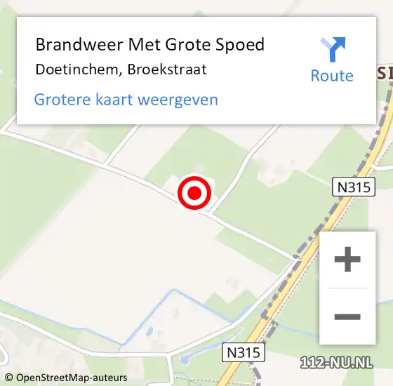 Locatie op kaart van de 112 melding: Brandweer Met Grote Spoed Naar Doetinchem, Broekstraat op 13 juni 2015 09:33
