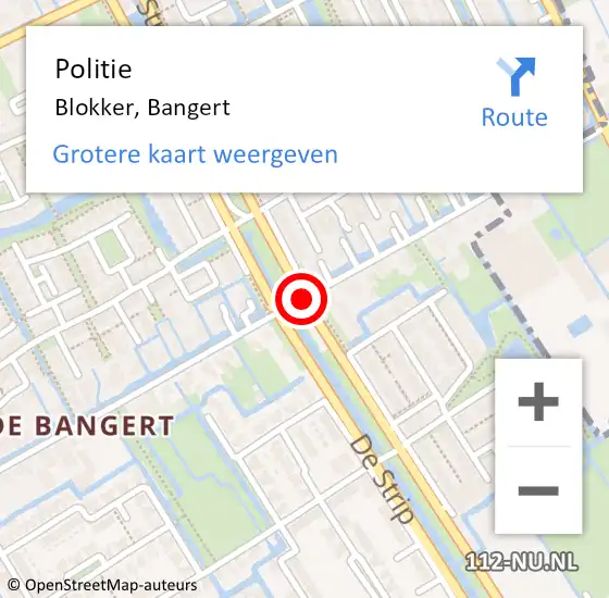 Locatie op kaart van de 112 melding: Politie Blokker, Bangert op 13 juni 2015 10:48