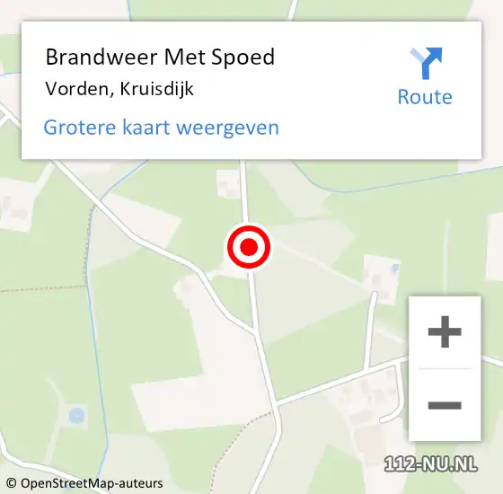 Locatie op kaart van de 112 melding: Brandweer Met Spoed Naar Vorden, Kruisdijk op 13 juni 2015 11:06