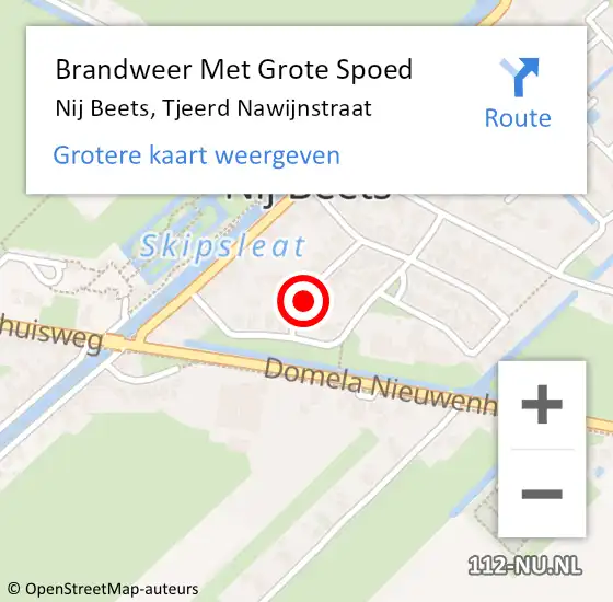 Locatie op kaart van de 112 melding: Brandweer Met Grote Spoed Naar Nij Beets, Tjeerd Nawijnstraat op 10 november 2013 21:08