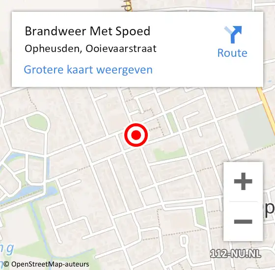 Locatie op kaart van de 112 melding: Brandweer Met Spoed Naar Opheusden, Ooievaarstraat op 13 juni 2015 11:29