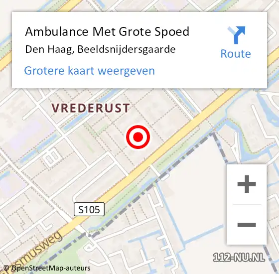 Locatie op kaart van de 112 melding: Ambulance Met Grote Spoed Naar Den Haag, Beeldsnijdersgaarde op 13 juni 2015 11:38