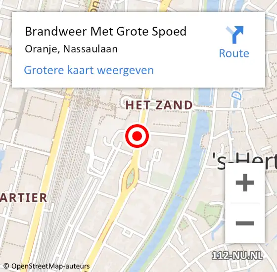 Locatie op kaart van de 112 melding: Brandweer Met Grote Spoed Naar Oranje, Nassaulaan op 13 juni 2015 12:30