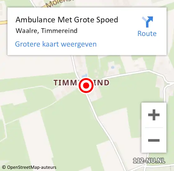 Locatie op kaart van de 112 melding: Ambulance Met Grote Spoed Naar Waalre, Timmereind op 13 juni 2015 12:30