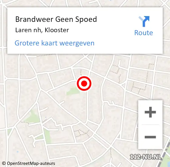 Locatie op kaart van de 112 melding: Brandweer Geen Spoed Naar Laren nh, Klooster op 13 juni 2015 12:44